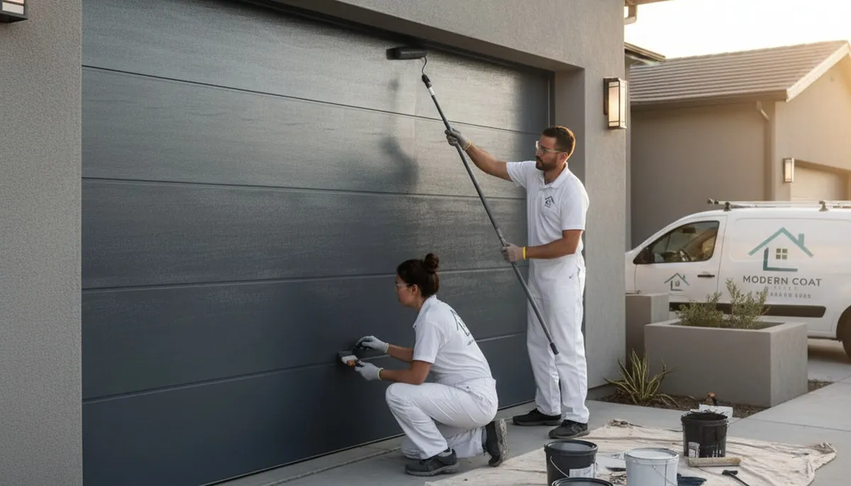 Professional garage door painting in Flagstaff AZ by expert house painters using durable finishes