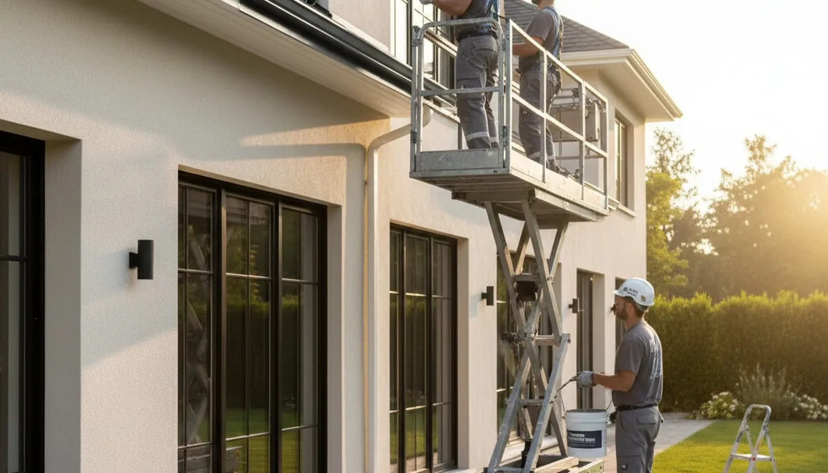 Professional gutter painting on a Flagstaff AZ home by expert house painters