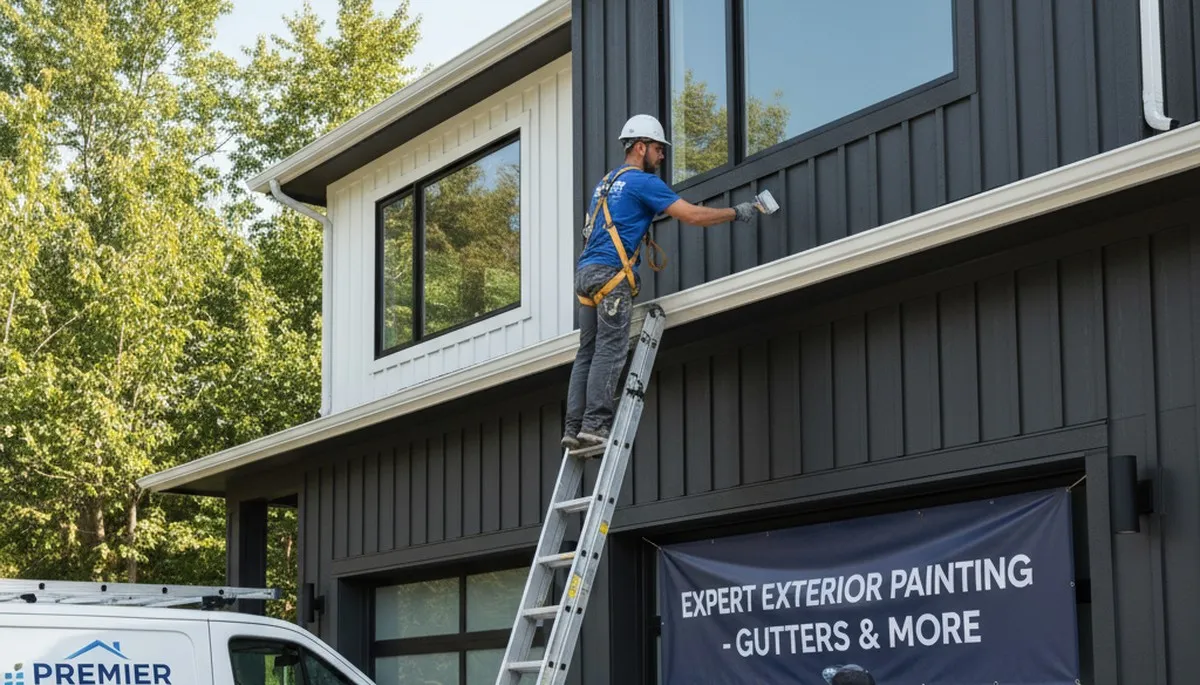 Professional gutter painting on a Flagstaff AZ home exterior by local house painters