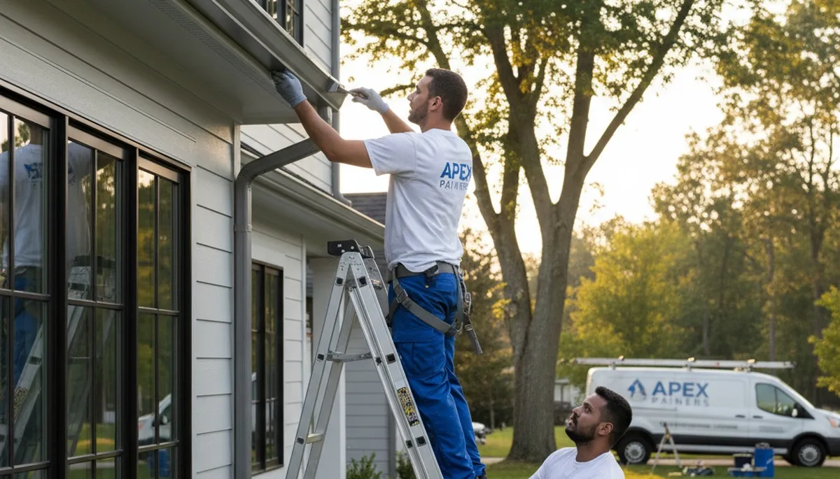 Professional gutter painting on a residential home in Flagstaff, AZ by expert house painters