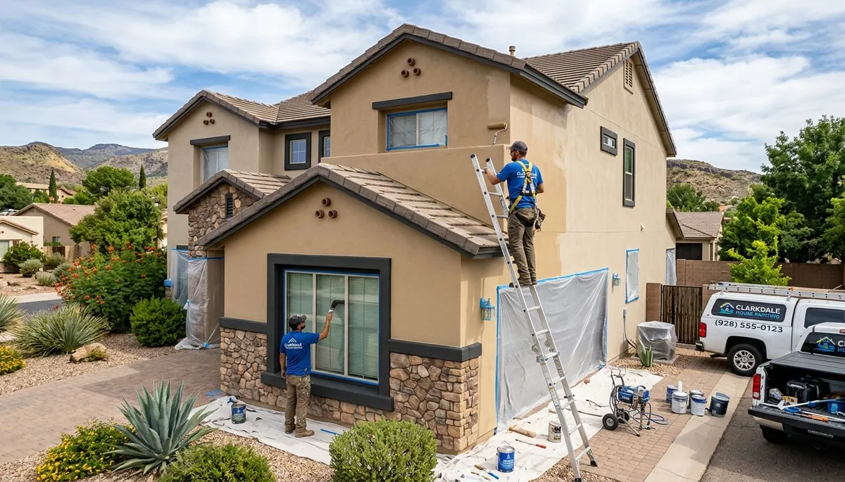 Professional house painters working on residential exterior in Flagstaff AZ