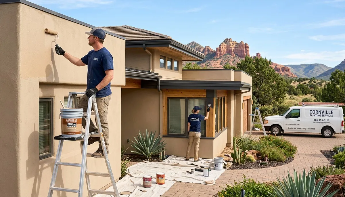 Professional house painters working on residential exterior in Flagstaff AZ