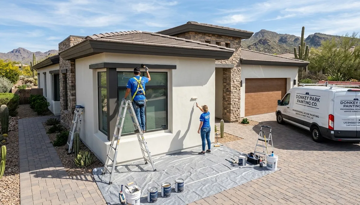 Professional house painters transforming home exterior in Flagstaff, AZ