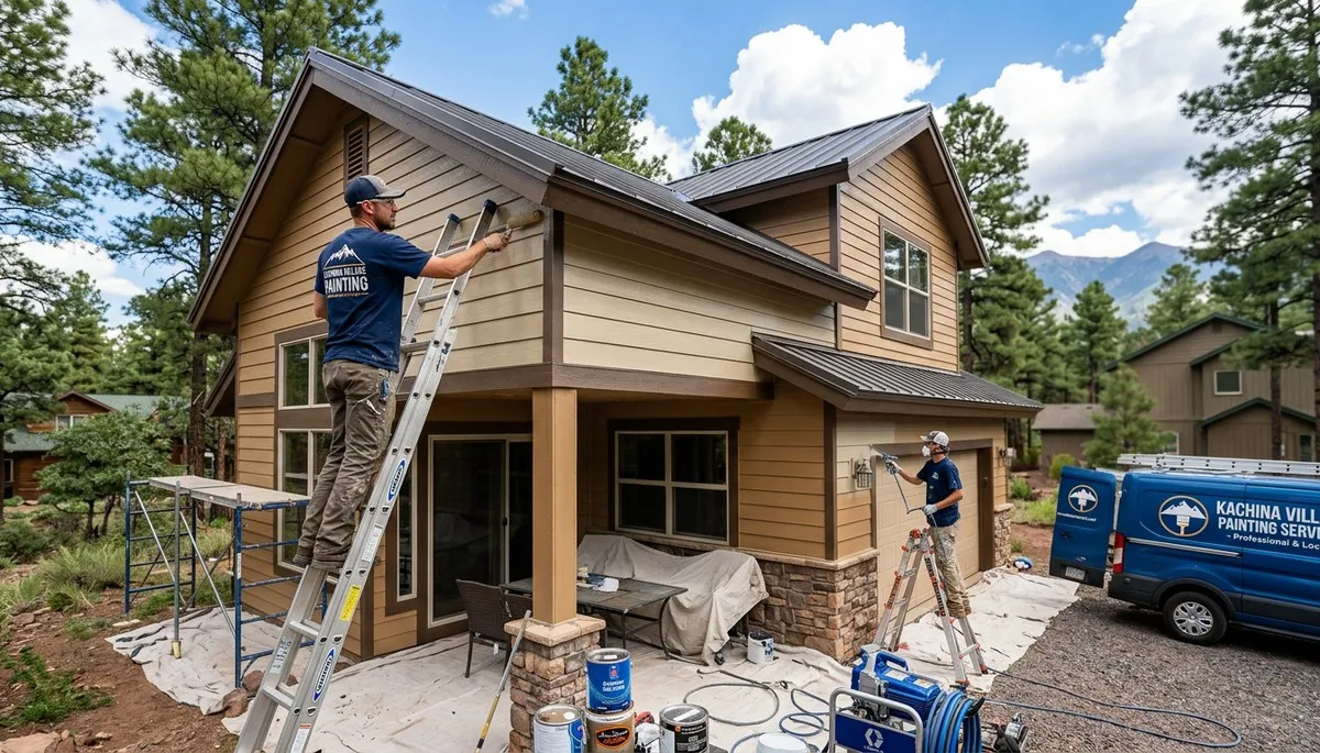 Professional house painters working on a residential exterior in Flagstaff, AZ