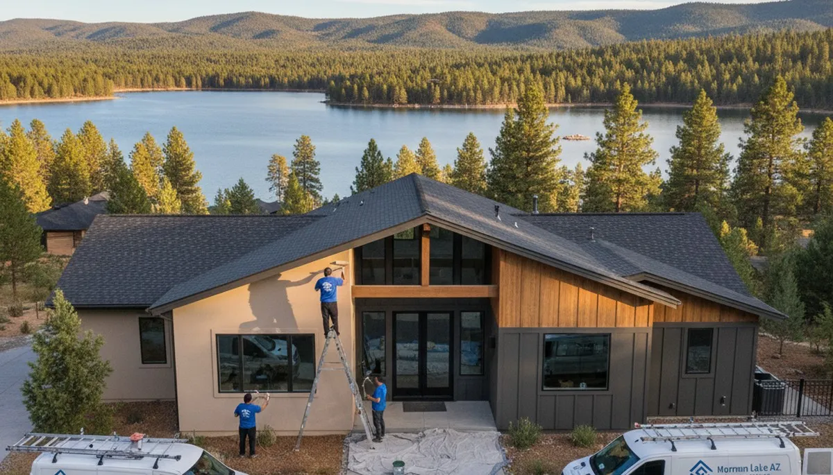 Professional house painters working on a home exterior in Flagstaff AZ