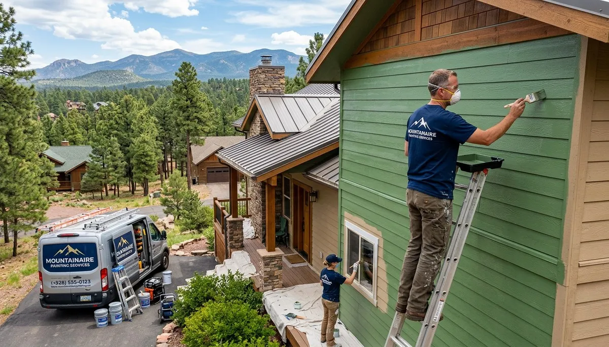 Professional house painters in Flagstaff AZ painting exterior home walls with quality finish