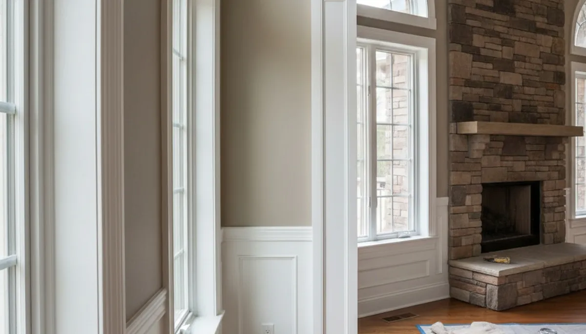 Professional interior trim painting with crisp lines in a Flagstaff, AZ home by expert house painters