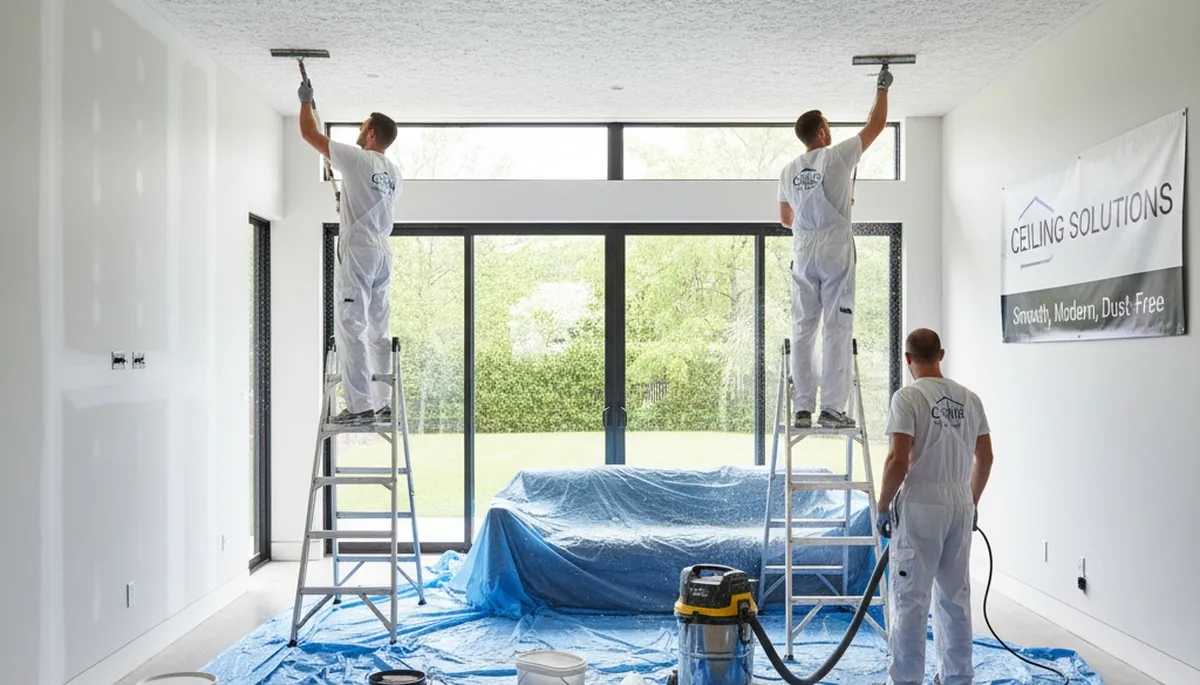Professional popcorn ceiling removal and repainting in Flagstaff AZ mountain home interior