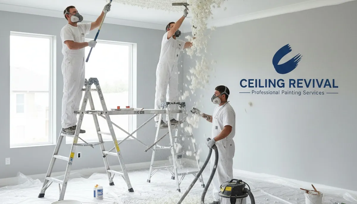 Professional popcorn ceiling removal in Flagstaff AZ home with smooth ceiling finish