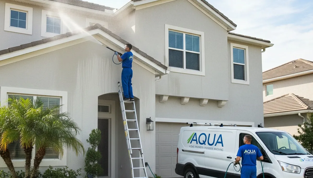Pressure washing Flagstaff AZ home exterior removing pine pollen and soil by local painting experts