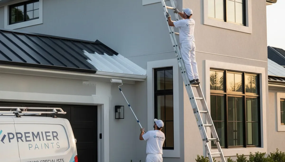 Professional trim and fascia painting on a Flagstaff AZ home exterior by expert house painters