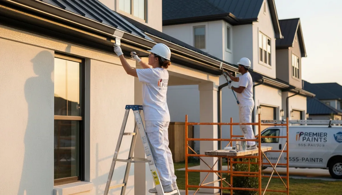 Professional trim and fascia painting on a Flagstaff AZ home exterior by expert house painters