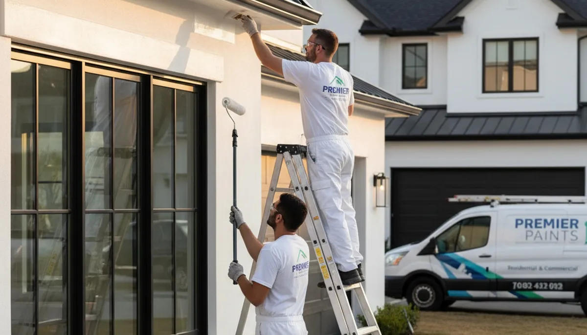 Professional trim and fascia painting on home exterior in Flagstaff, AZ by expert house painters